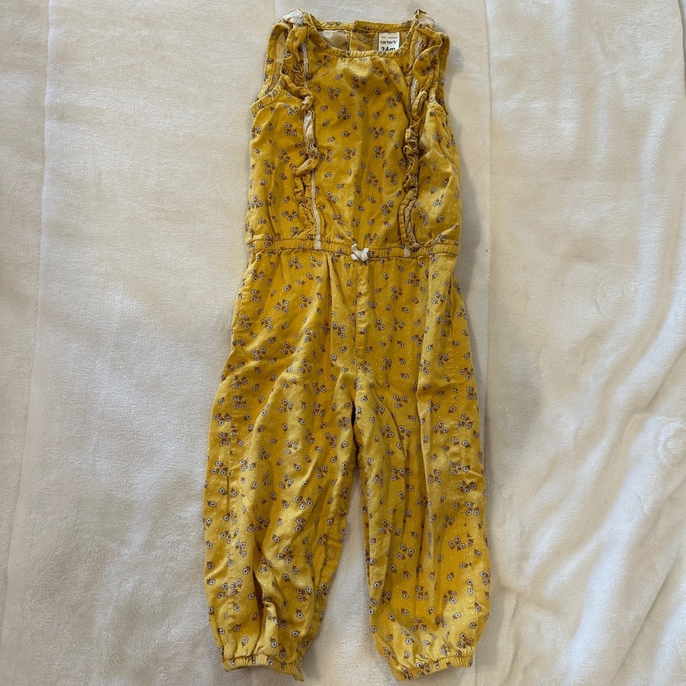 Carter's Yellow Floral Ruffle Jumpsuit Baby‎ Girl 24 Months
